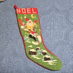 Santa's Candy Cane Sleigh Noel Stocking - Red and Green